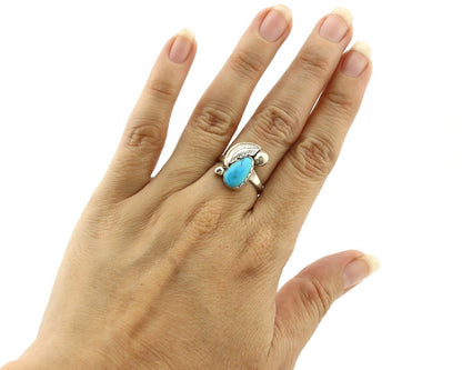 Zuni Ring 925 Silver Natural Mined Blue Turquoise Artist Signed Simplicio C.80's