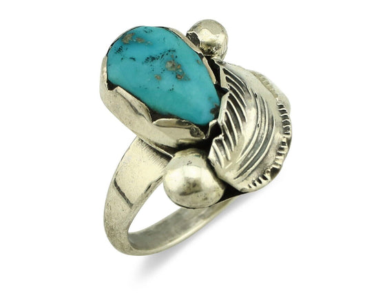 Zuni Ring 925 Silver Natural Blue Gem Turquoise Artist Signed Simplicio C.80's