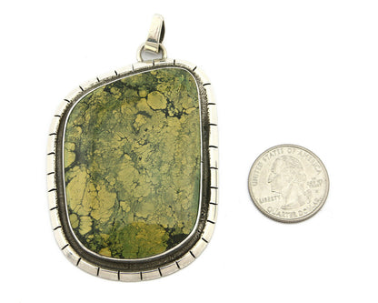 Navajo Pendant .925 Silver Natural Slab Turquoise Native Artist C.80's