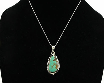 Navajo Necklace .925 Silver Kingman Turquoise Signed Tepee C.1980's