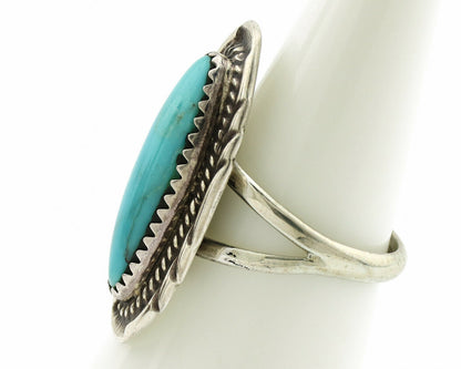 Navajo Ring .925 Silver Blue Turquoise Artist Signed AB C.1980's