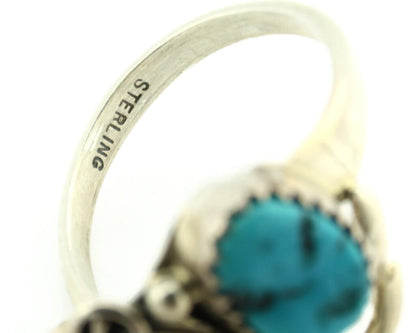 Navajo Ring .925 Silver Sleeping Beauty Turquoise Native Artist C.80's