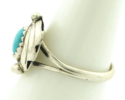 Navajo Ring .925 Silver Natural Blue Turquoise Artist Signed SN C.80's