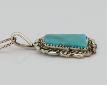 Navajo Necklace .925 Silver Blue Turquoise Signed Billy Eagle C.1980's