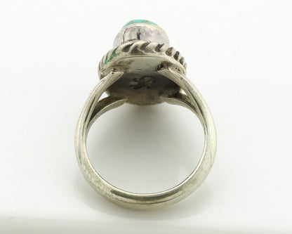 Navajo Ring .925 Silver Kingman Turquoise Artist Signed Gecko C.80's