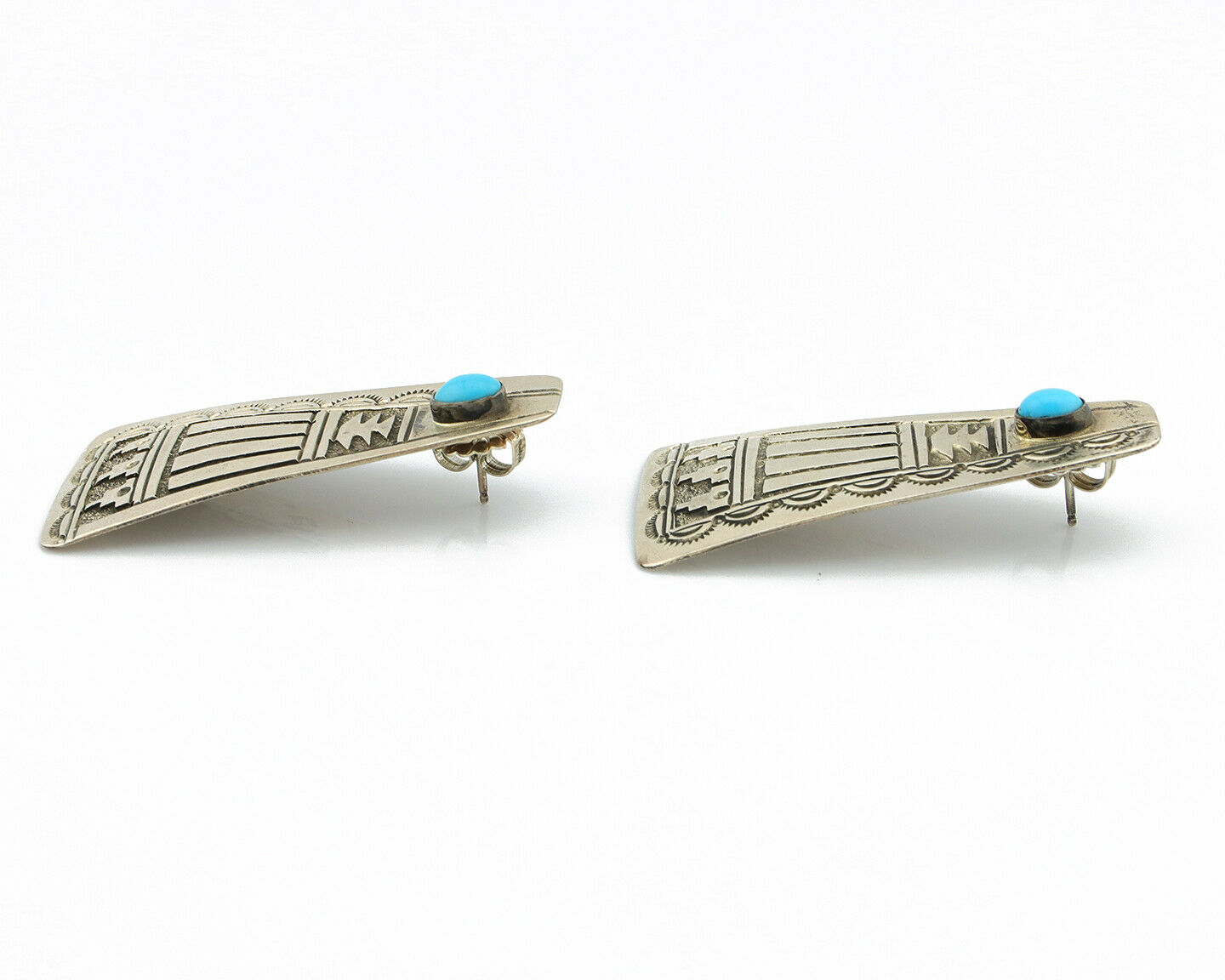 Navajo Turquoise Earrings 925 Silver Handmade Native American Artist C.80's #306