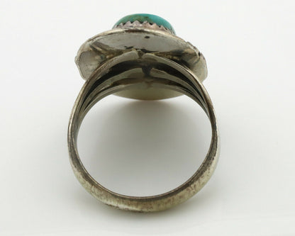 Navajo Ring .925 Silver Kingman Turquoise Signed B C.1980's