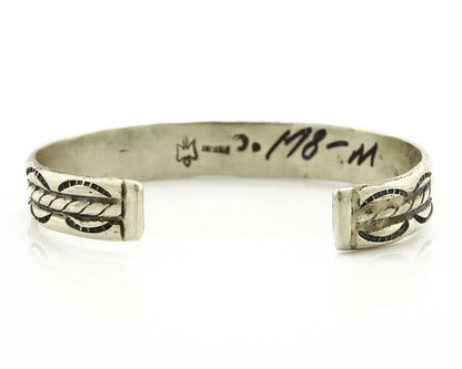 Navajo Bracelet .925 Silver Handmade Hand Stamped Signed Artist C Montoya C.80's