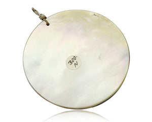 C. 1980's Santa Domingo Natural Gemstone Inlaid Handmade .925 Silver Pendant