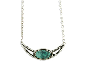Navajo Necklace .925 Silver Turquoise Hand Stamped Signed FA C.80's