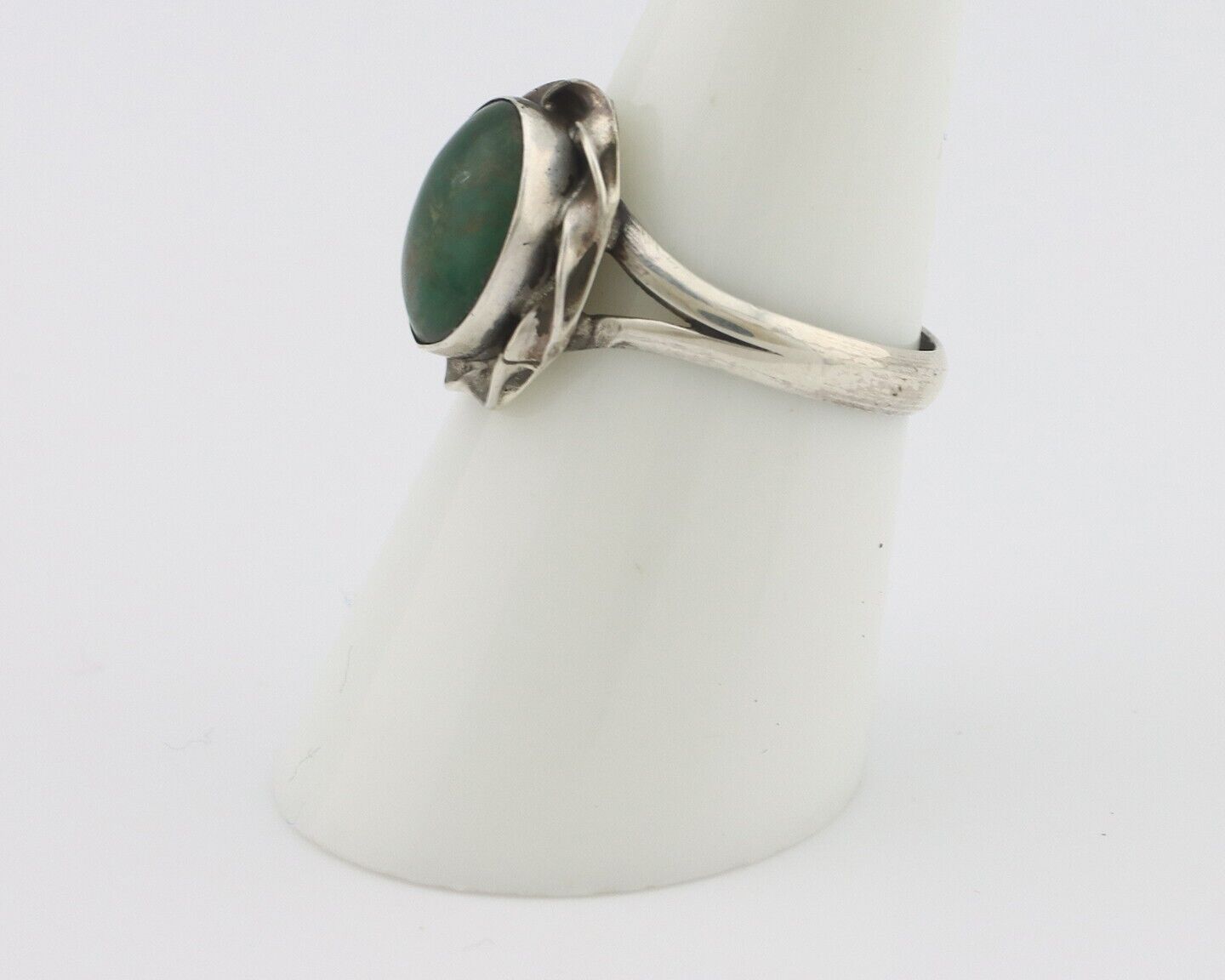 Navajo Handmade Ring 925 Silver Green Turquoise Native Artist C.80's