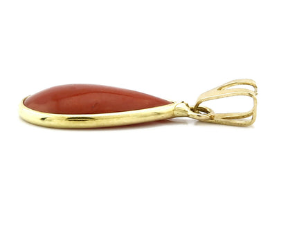 Women's Pendant 18k Yellow Gold Natural Red Mediterranean Coral