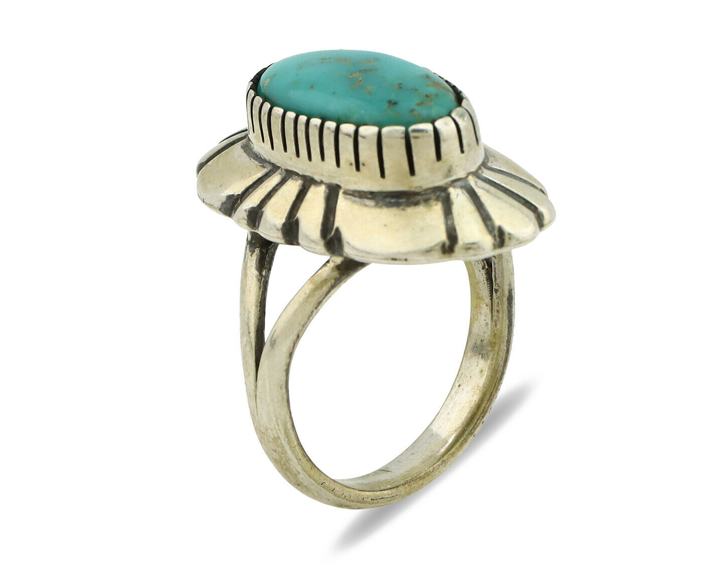 Navajo Ring .925 Silver Arizona Turquoise Signed M Montoya C.80's