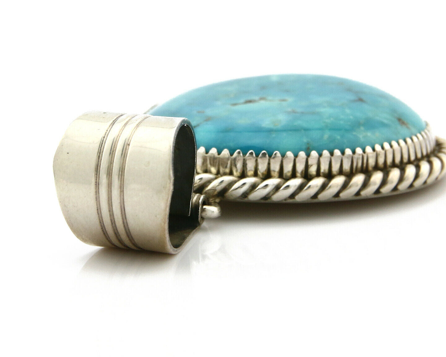 Navajo Pendant Turquoise Mountain .925 Silver Signed LTB C.80's