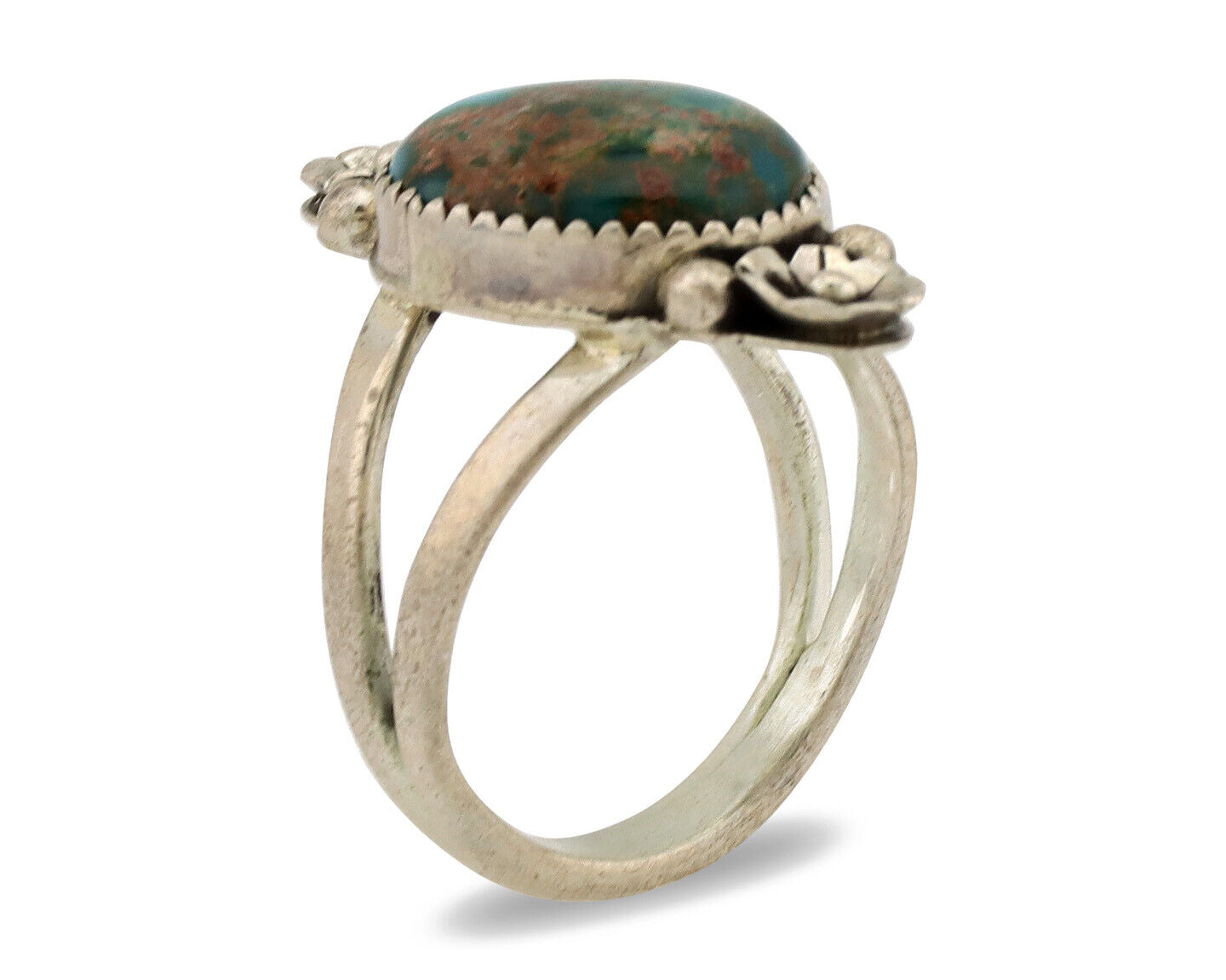 Navajo Ring .925 Silver Nevada Turquoise Native American Artist C.1980's