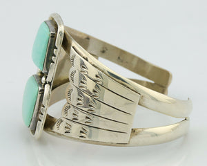 Navajo Bracelet .925 Silver Castle Dome Turquoise Native American Artist C.80's
