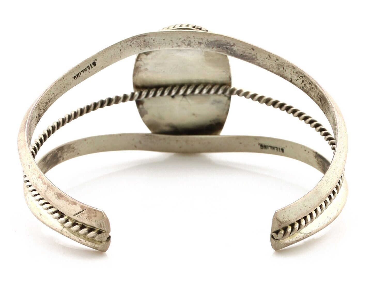 Navajo Cuff Bracelet 925 Silver Spiderweb Turquoise Native American Artist C.80s