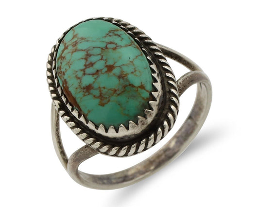 Navajo Handmade Ring 925 Silver Kingman Turquoise Artist Signed MC C.80's