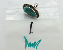 Navajo Ring 925 Silver Blue Gem Turquoise Artist Signed Billy Eagle C.80s