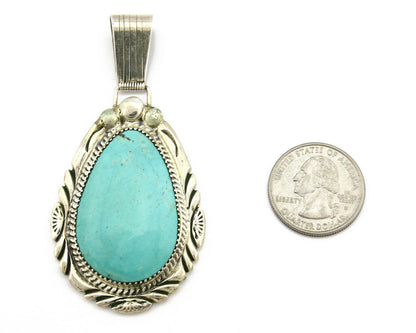 Navajo Pendant Turquoise Mountain .925 Silver Handmade Signed MB C.80's