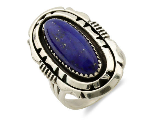 Navajo Ring 925 Silver Natural Lapis Lazuli Artist Signed William Denetdale C80s