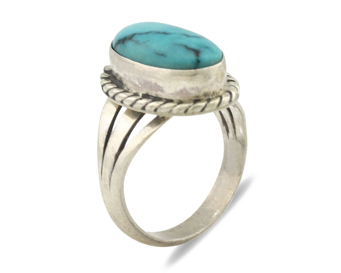 Navajo Ring .925 Silver Natural Mined Turquoise Native Artist C.80's