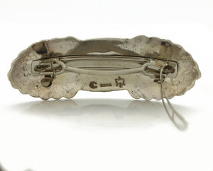 Navajo Hair Clip Barrette .925 Silver Hand Stamped Artist Signed C Montoya C80s