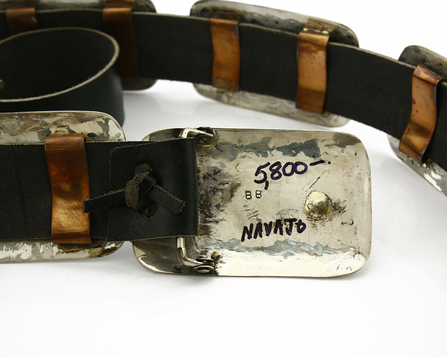 Navajo Concho Belt .925 Silver Inlaid Signed Artist Benson Boyd C.80's
