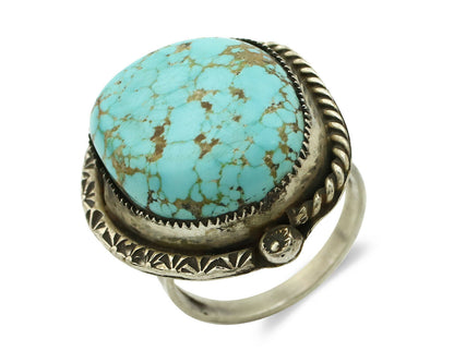 Navajo Ring .925 Silver #8 Turquoise Artist Signed James Martin C.80's