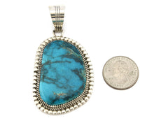 Navajo Pendant .925 Silver Blue Turquoise Signed Artist LTB C.80's