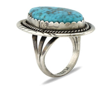 Navajo Ring 925 Silver Natural Mined Morenci Turquoise Signed Platero C.80's