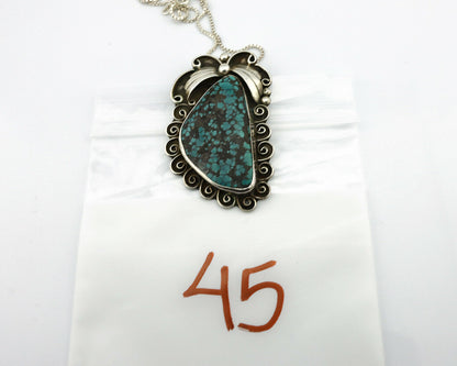 Navajo Necklace .925 Silver Blue Spiderweb Turquoise Native American C.80's