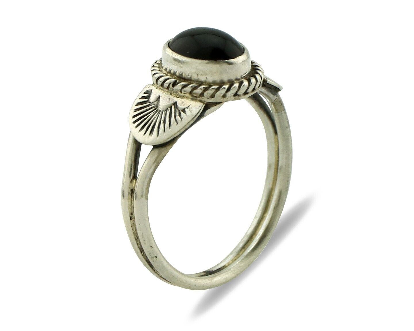 Navajo Ring 925 Silver Natural Mined Black Onyx Native American Artist C.80's