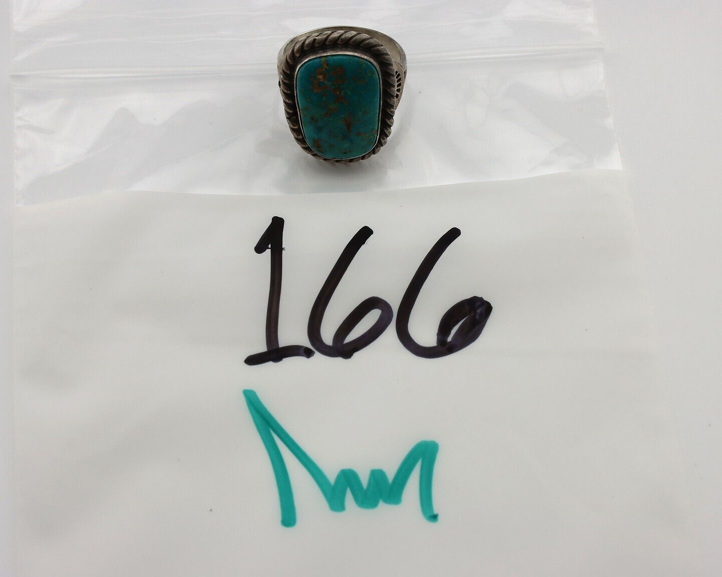Navajo Handmade Ring 925 Silver Fox Turquoise Signed Native Artist C.80's