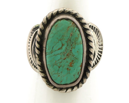 Navajo Handmade Ring 925 Silver Kingman Turquoise Signed M Montoya C.80's