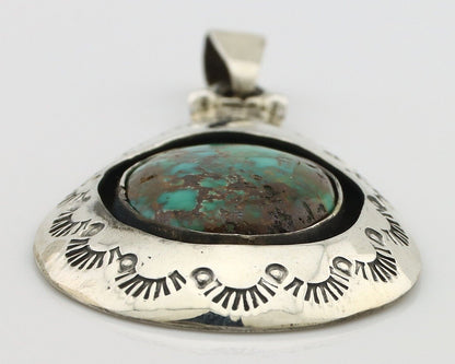 Navajo Pendant 925 Silver Spiderweb Turquoise Artist Signed C Montoya C.80's