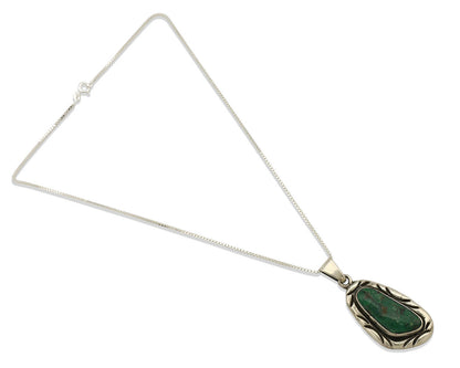 Navajo Necklace .925 Silver Green Turquoise Signed C Montoya C.1980's