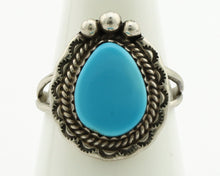 Navajo Ring .925 Silver Blue Turquoise Artist Signed Anna Begay C.1980's