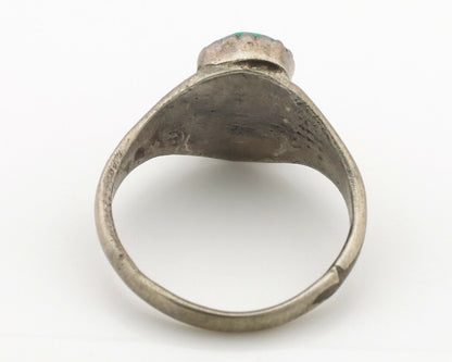 Zuni Ring .925 Silver Natural Turquoise & Coral Native American Artist C.1980's