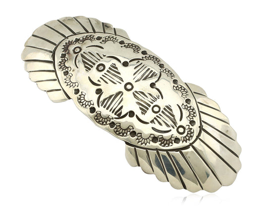 Navajo Hair Clip Barrette .925 Silver Hand Stamped Artist Signed C Montoya C80s