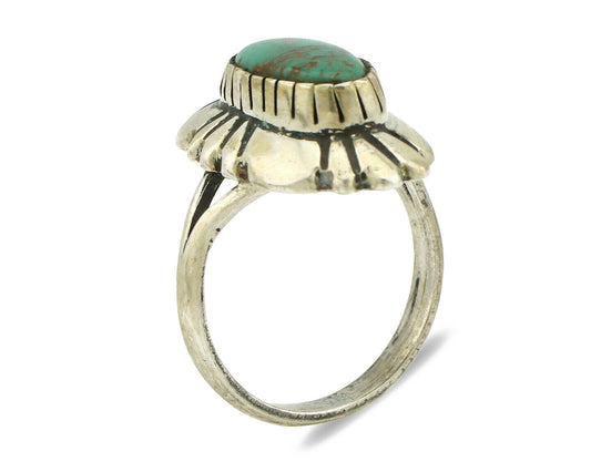 Navajo Ring .925 Silver Green Turquoise Artist Signed M Montoya C.80's