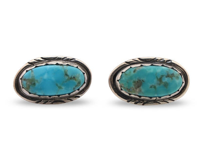 Navajo Earrings 925 Silver Natural Blue Turquoise Native American Artist C.90's