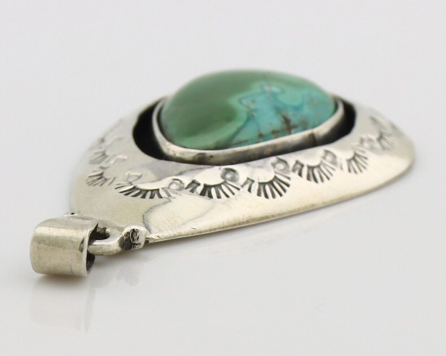 Navajo Pendant 925 Silver Royston Turquoise Artist Signed C Montoya C.80's