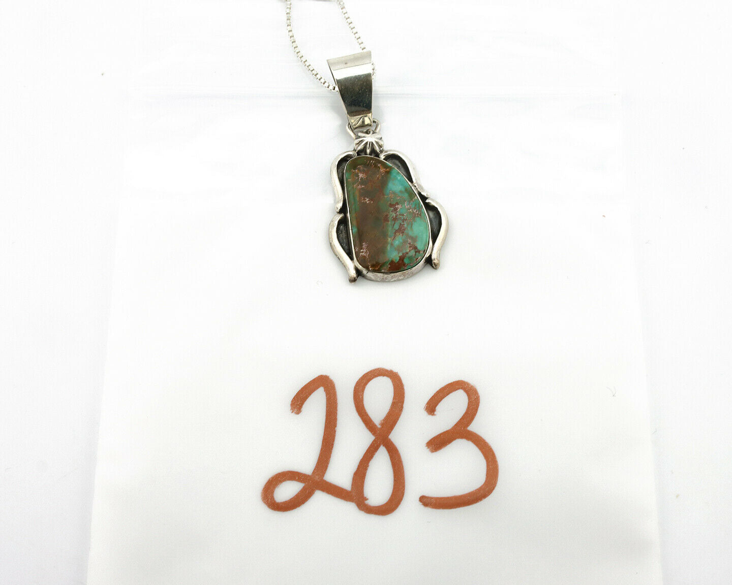 Navajo Pendant .925 Silver Royston Turquoise Artist Signed BKF C.80's