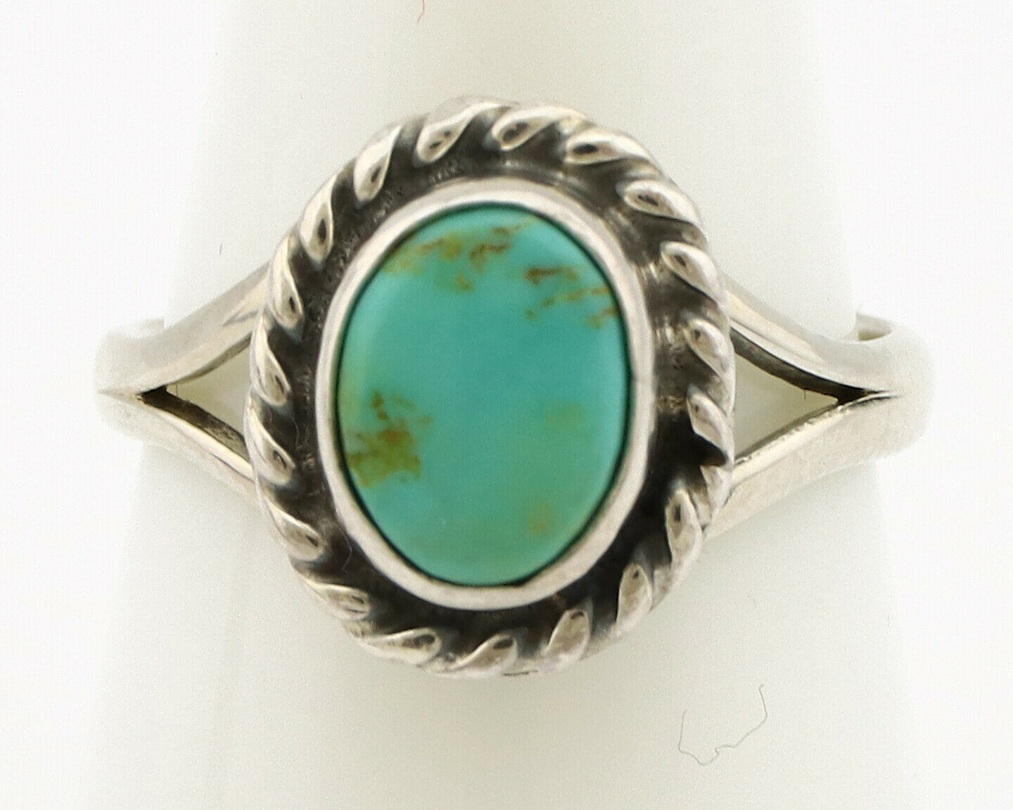 Navajo Ring .925 Silver Kingman Turquoise Artist Signed Gecko C.90's