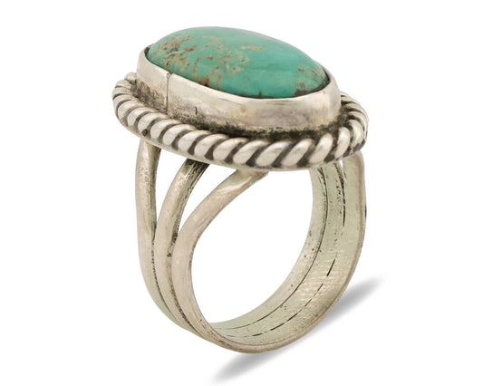 Navajo Ring .925 Silver Natural Kingman Turquoise Native American Artist C.1980s