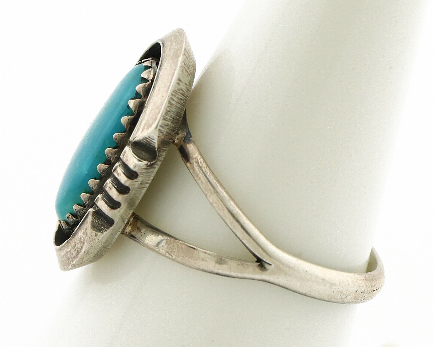 Navajo Ring .925 Silver Nevada Turquoise Native American Artist C.1980's