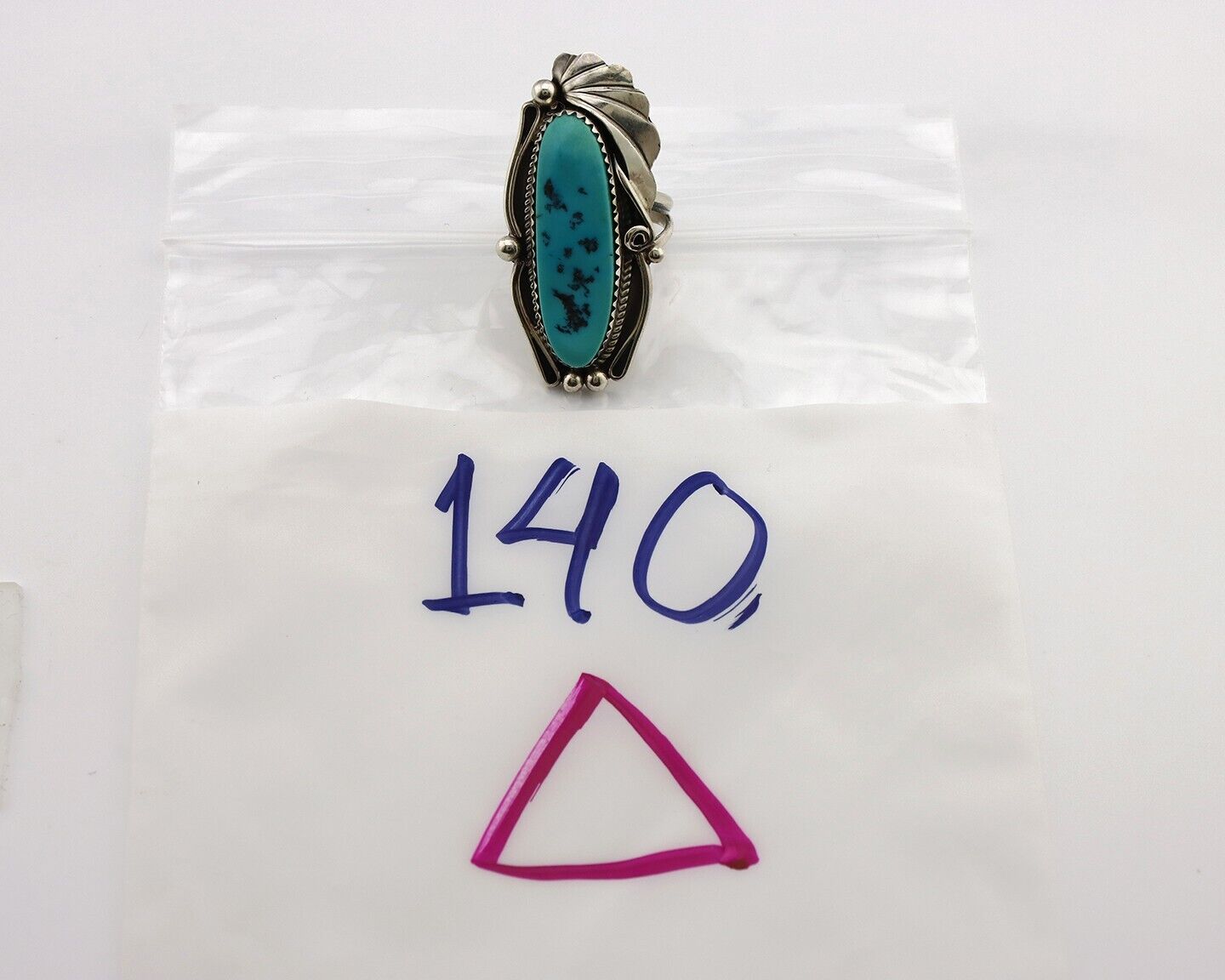 Navajo Inlay Band Ring 925 Silver Sleeping B Turquoise Signed Justin Morris C80s