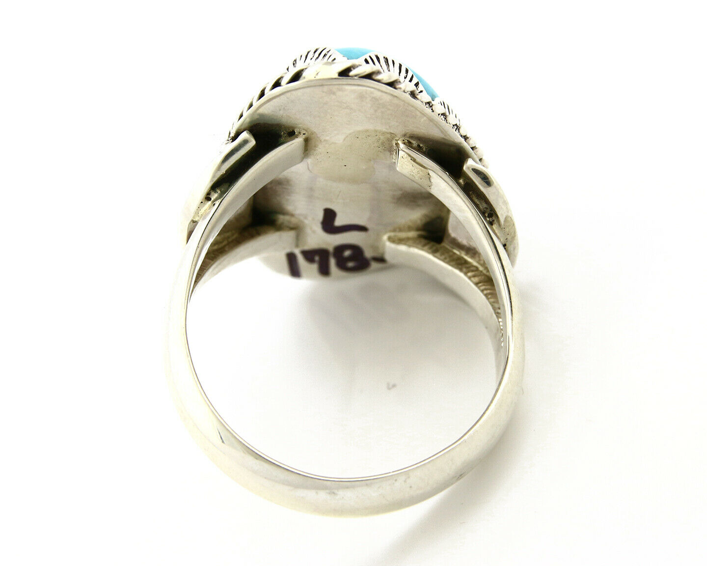 Navajo Turquoise Ring .925 Silver Handmade Signed Artist