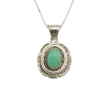 Navajo Necklace .925 Silver Kingman Turquoise Signed JP C.1980's